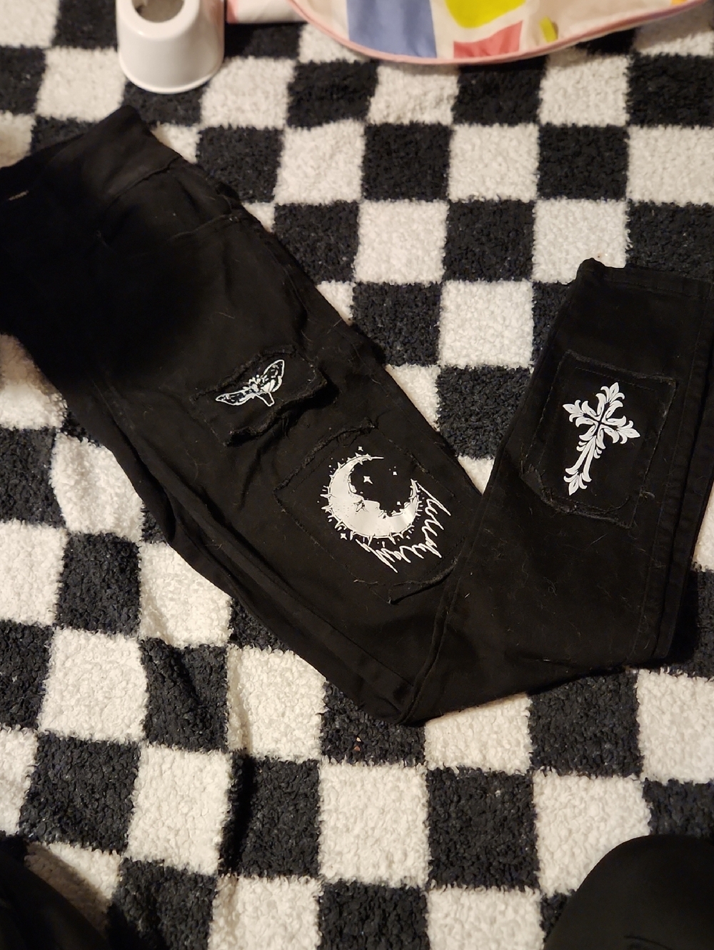Hot Topic Black Branded Patch Detail Pants